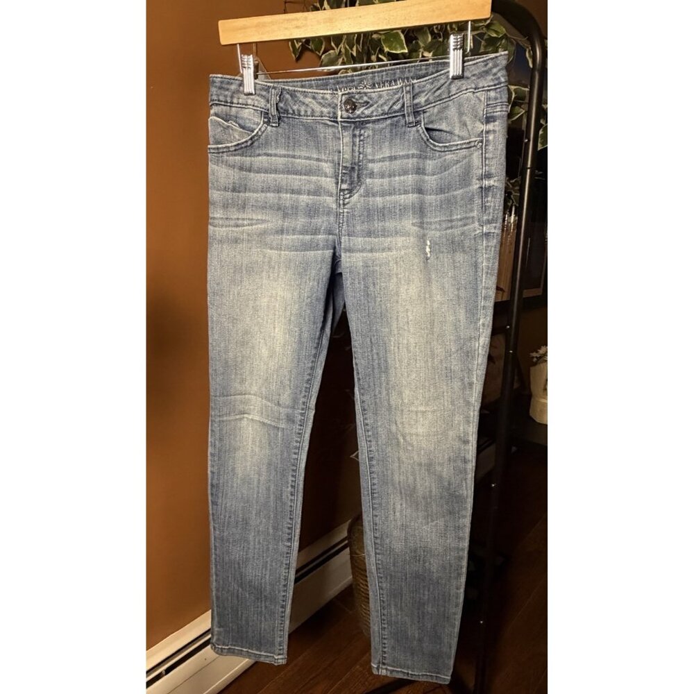 Simply Vera Vera Wang Jeans Womens Sz 6 Blue Straight Leg Stretch Mid Rise Denim